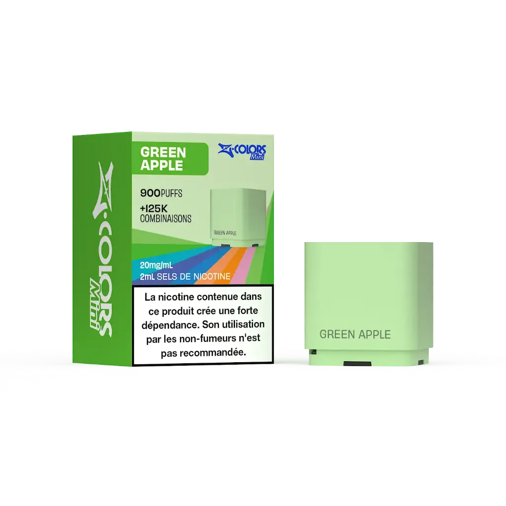 [zcolors green apple 20 full vap] Z LAB Cartouches Z Colors Mini Green Apple 2ml (20mg sels)
